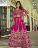 Heavy Embroidery Designer Chinon Wedding Lehenga Choli With Koti (Sets Of Two)