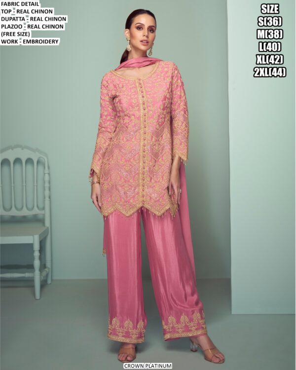 Shop Now! Real Chinon Embroidered Party Wear Designer Salwar Suits Collection