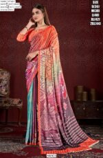 Party Wear Multicolour Digital Printed Soft Crape Saree Collection 2025