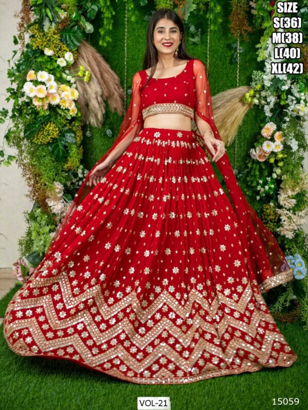 Semi-Stitched Georgette Sequins And Thread Embroidery Work Fancy Partywear Lehenga Choli
