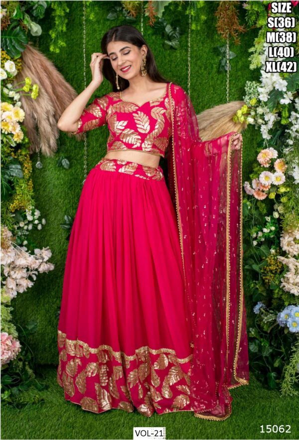 Semi-Stitched Georgette Sequins And Thread Embroidery Work Fancy Partywear Lehenga Choli