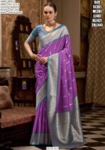Weaved Zari Soft Silk Contrast Bordered Wedding Wear Saree With Blouse