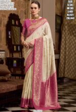 Weaved Zari Soft Silk Contrast Bordered Wedding Wear Saree With Blouse