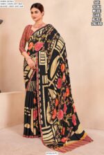 Digital Printed Daily Wear Crepe Soft Silk Saree With Blouse Piece