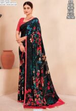 Digital Printed Daily Wear Crepe Soft Silk Saree With Blouse Piece