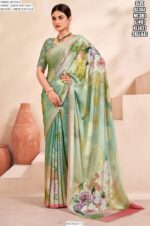 Digital Printed Daily Wear Crepe Soft Silk Saree With Blouse Piece