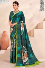 Digital Printed Daily Wear Crepe Soft Silk Saree With Blouse Piece