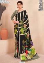 Digital Printed Daily Wear Crepe Soft Silk Saree With Blouse Piece