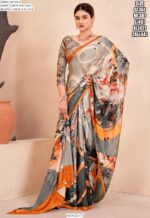 Digital Printed Daily Wear Crepe Soft Silk Saree With Blouse Piece
