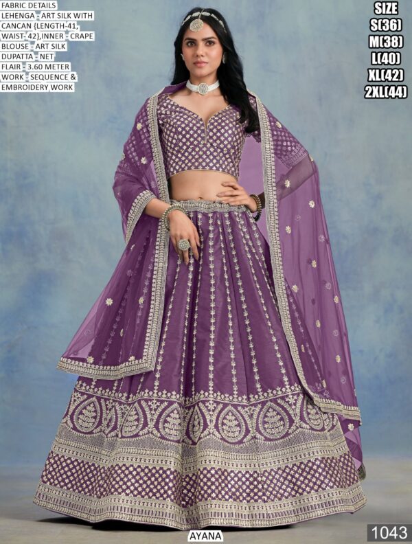 Bridal's Art Silk Fine Embroidered Semi-Stitched Lehenga Choli Sets In Four Colours!