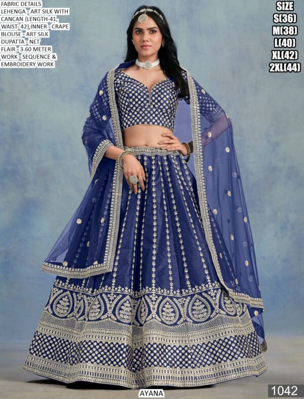 Bridal's Art Silk Fine Embroidered Semi-Stitched Lehenga Choli Sets In Four Colours!