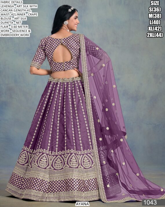 Bridal's Art Silk Fine Embroidered Semi-Stitched Lehenga Choli Sets In Four Colours!