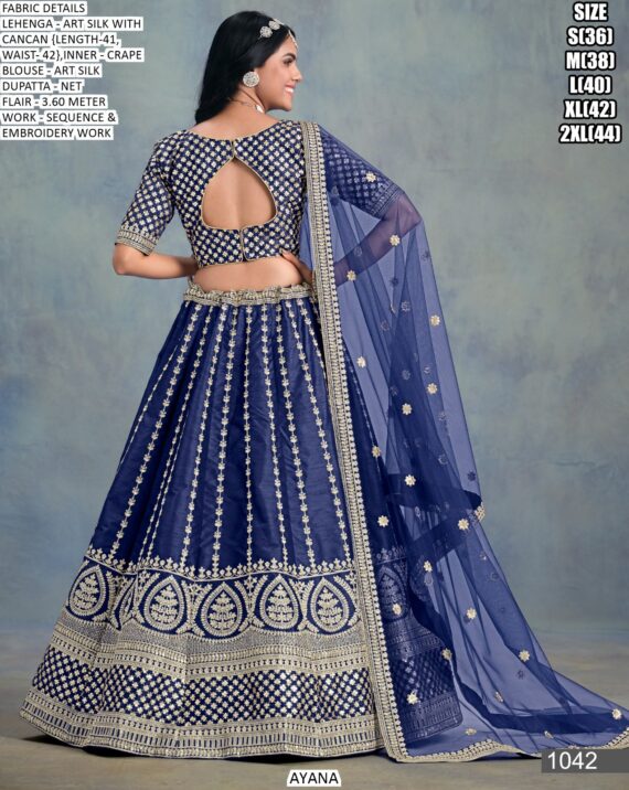Bridal's Art Silk Fine Embroidered Semi-Stitched Lehenga Choli Sets In Four Colours!