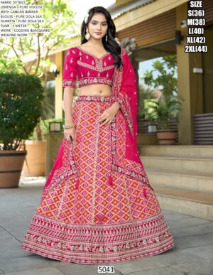 Wedding Wear Codding And Jacquard Work Pure Viscose Lehenga Choli In Dark Pink