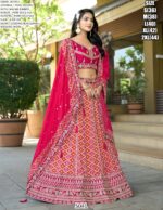 Wedding Wear Codding And Jacquard Work Pure Viscose Lehenga Choli In Dark Pink