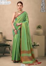 Zari Weaving Worked Bollywood Pure Tissue Silk Plain Party Wear Un-Stitched Sarees