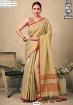 Zari Weaving Worked Bollywood Pure Tissue Silk Plain Party Wear Un-Stitched Sarees