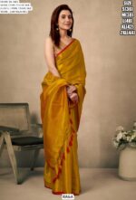 Zari Weaving Worked Bollywood Pure Tissue Silk Plain Party Wear Un-Stitched Sarees