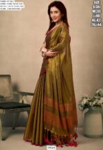 Zari Weaving Worked Bollywood Pure Tissue Silk Plain Party Wear Un-Stitched Sarees