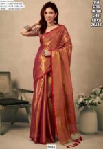 Zari Weaving Worked Bollywood Pure Tissue Silk Plain Party Wear Un-Stitched Sarees