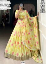 Glimmering Floral Printed Tabby Silk Festival Wear Lehenga Choli Sets