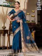 Buy Linen Kota Party Wear Sarees With Beautiful Hand Worked Buttas