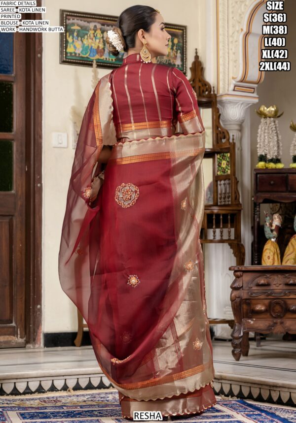 Buy Linen Kota Party Wear Sarees With Beautiful Hand Worked Buttas