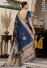 Buy Linen Kota Party Wear Sarees With Beautiful Hand Worked Buttas