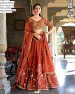 Sequins And Thread Embroidered Rangoli Silk Rust Orange Colour Lehenga Choli