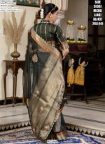 Buy Linen Kota Party Wear Sarees With Beautiful Hand Worked Buttas