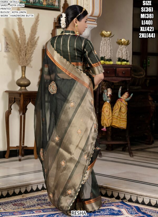 Buy Linen Kota Party Wear Sarees With Beautiful Hand Worked Buttas