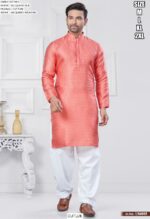 Readymade Jacquard Silk Men's Wedding Kurta And Pathani Pajama Collection