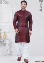 Readymade Jacquard Silk Men's Wedding Kurta And Pathani Pajama Collection