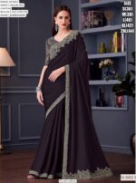 Opium Silk Chiffon Saree With Heavy Embroidered Blouse For Elegant Parties