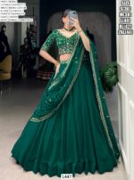 Stunning Bottle Green Georgette Thread Embroidered Wedding Wear Lehenga Choli