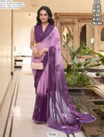 Vibrant Floral Prints And Trim Lace Bordered Weightless Marble Saree With Un-Stitched Blouse