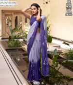 Vibrant Floral Prints And Trim Lace Bordered Weightless Marble Saree With Un-Stitched Blouse