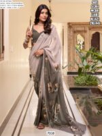 Vibrant Floral Prints And Trim Lace Bordered Weightless Marble Saree With Un-Stitched Blouse