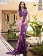 Vibrant Floral Prints And Trim Lace Bordered Weightless Marble Saree With Un-Stitched Blouse