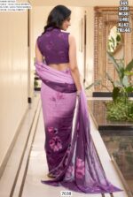 Vibrant Floral Prints And Trim Lace Bordered Weightless Marble Saree With Un-Stitched Blouse