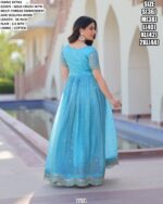 Grace Your Festive Moments With This Beautiful Designer Gold Crush Readymade Gown
