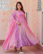 Pink And Sky Pedding Gold Organza Sequins-Multi And Zari Embroidered Party Wear Gown