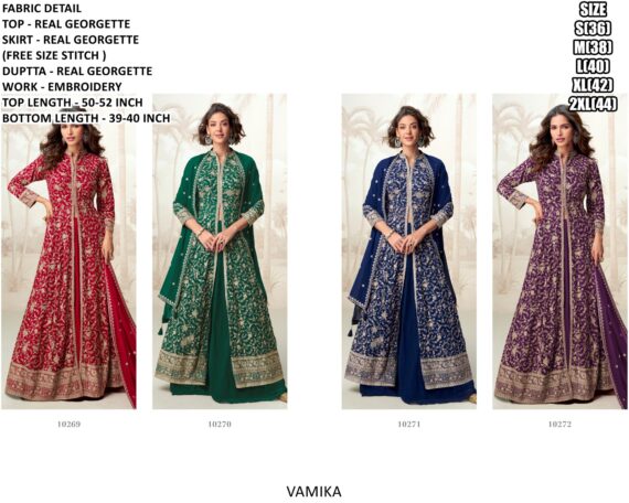 Real Georgette Wedding Wear Readymade Gown Style Indo-Western Dresses