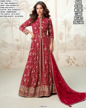 Real Georgette Wedding Wear Readymade Gown Style Indo-Western Dresses