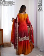 Lovely Worked Chinon Silk Wedding Wear Ombre Printed Salwar Kameez Suits