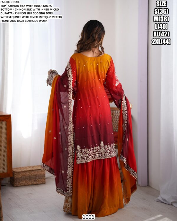 Lovely Worked Chinon Silk Wedding Wear Ombre Printed Salwar Kameez Suits