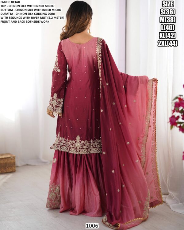 Lovely Worked Chinon Silk Wedding Wear Ombre Printed Salwar Kameez Suits