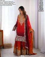 Lovely Worked Chinon Silk Wedding Wear Ombre Printed Salwar Kameez Suits