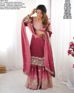 Lovely Worked Chinon Silk Wedding Wear Ombre Printed Salwar Kameez Suits