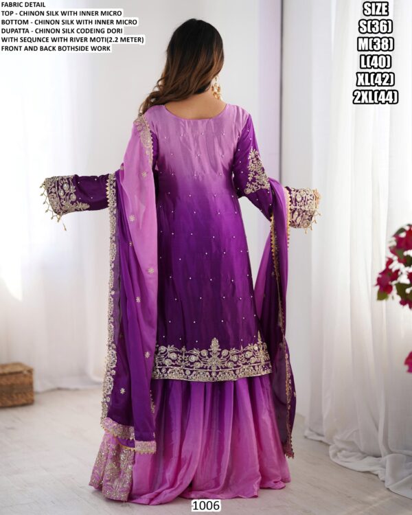 Lovely Worked Chinon Silk Wedding Wear Ombre Printed Salwar Kameez Suits